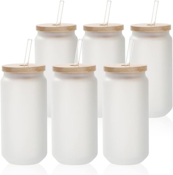 Glass Cans Blanks Frosted 18 OZ 6-pack | Sublimation Printer for Crafters & Small Businesses