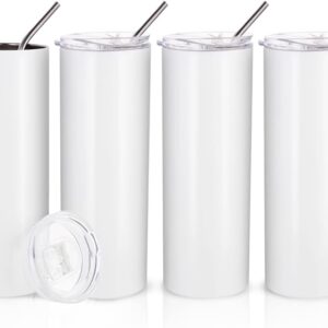 Skinny Tumbler White 20 OZ 4-pack | Sublimation Printer for Crafters & Small Businesses