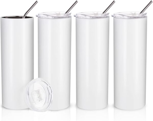 Skinny Tumbler White 20 OZ 4-pack | Sublimation Printer for Crafters & Small Businesses