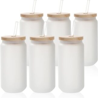 Shop the Glass Cans Blanks Frosted 18 OZ 6-pack for vibrant sublimation printing on t-shirts