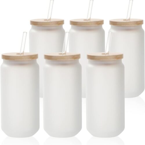 Glass Cans Blanks Frosted 18 OZ 6-pack | Sublimation Printer for Crafters & Small Businesses