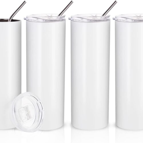 Skinny Tumbler White 20 OZ 4-pack | Sublimation Printer for Crafters & Small Businesses